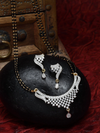 ZENEME Gold-Plated White & Black Stone-Studded & Beaded Designer Mangalsutra Set