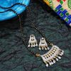 American Diamond Mangalsutra Necklace, Gold-Plated, Black Beaded Chain, Traditional Design