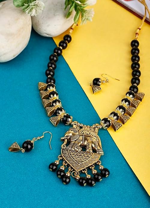 black gold brass long necklace