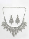 Mrinmayi Womens Jewelry Set, Bridal Cubic Zirconia Alloy Steel Traditional Silver with Necklace and Earrings, Enamel Finish, Adjustable