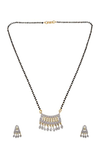 American Diamond Mangalsutra Necklace, Gold-Plated, Black Beaded Chain, Traditional Design