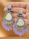 OPUS GEMS Artificial Stones Studded & Beaded Teardrop Shaped Drop Earrings