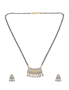 American Diamond Mangalsutra Necklace, Gold-Plated, Black Beaded Chain, Traditional Design