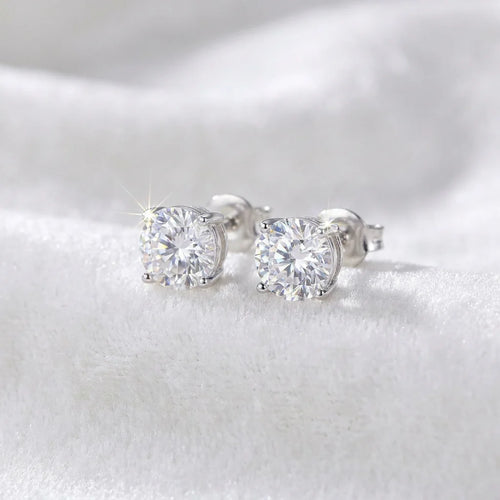 AAA Zircon Solitaire Stud Earrings | 925 Silver Look Brilliance
