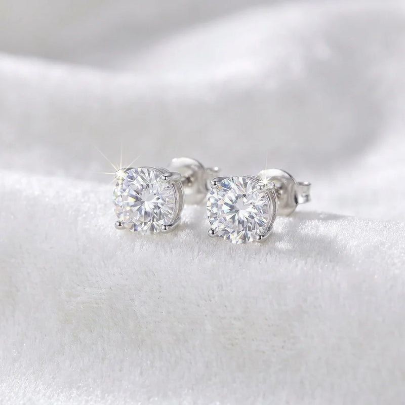 AAA Zircon Solitaire Stud Earrings | 925 Silver Look Brilliance