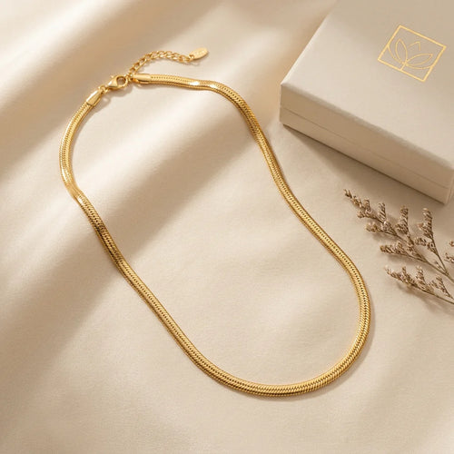 18K Gold Plated Snake Chain Necklace | Anti-Tarnish Minimalist Staple