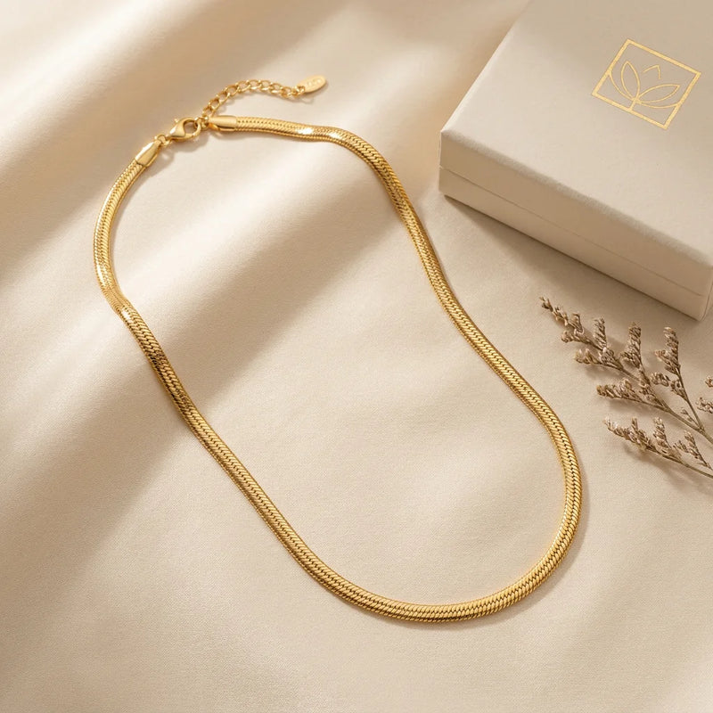 18K Gold Plated Snake Chain Necklace | Anti-Tarnish Minimalist Staple