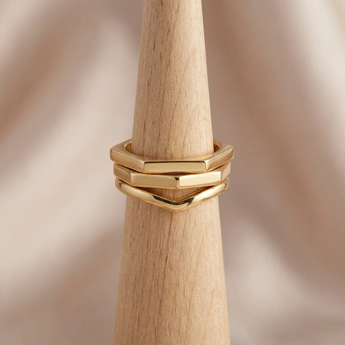 Minimalist Geometric Stacking Rings | Set of 3 Gold Finish
