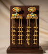 Traditional Kashmiri Printed Multicolor Floral Jhumka Earrings