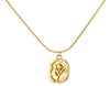 Vintage-Style Embossed Tulip Flower Medallion Necklace with Snake Chain