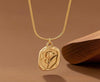 Vintage-Style Embossed Tulip Flower Medallion Necklace with Snake Chain