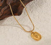 Vintage-Style Embossed Tulip Flower Medallion Necklace with Snake Chain