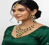 Royal Emerald & American Diamond (AD) Bridal Jewellery Set with Matching Earrings and Maang Tikka