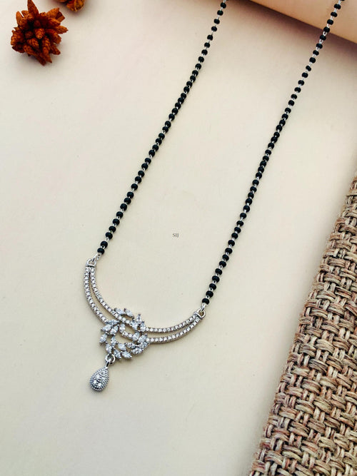 Solitaire Silver Plated American Diamond Mangalsutra