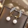 TheVineGirl  Korean Studded Wing Pearl Tassel Drop Earrings For Women And Girls Metal Drops & Danglers