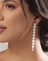 Diamond Linear Drop Earrings