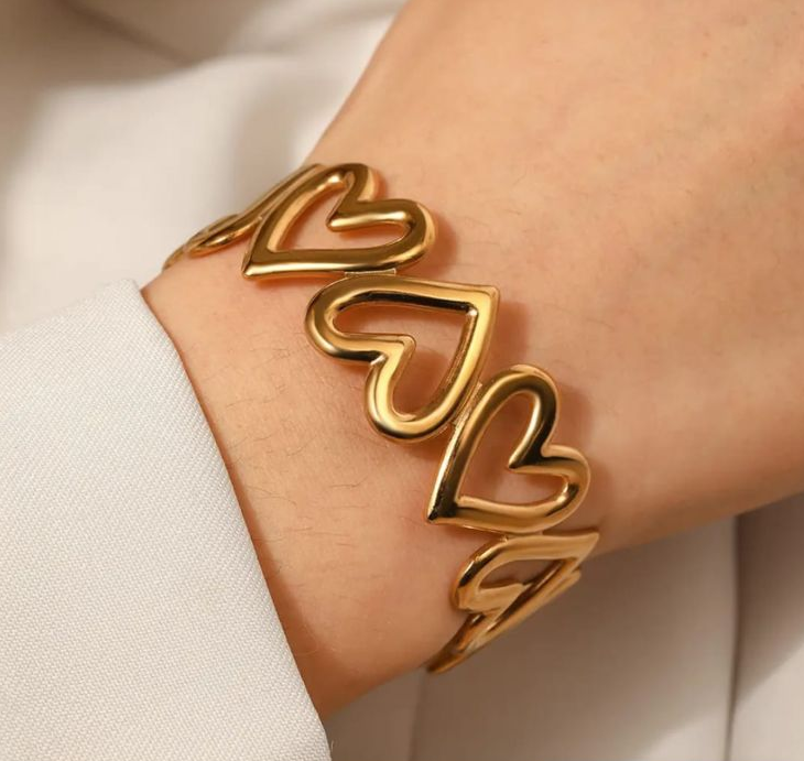 Anti tarnish Cuff | Heart loop cuff | Adjustable Bracelet for Women & Girls | tarnish free jewellery for women & girls | anti tarnish jewellery