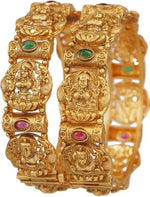 Antique Matte Gold Maa Lakshmi Kada Bangle for Women | Temple Jewellery | Openable Screw Brass Bangle