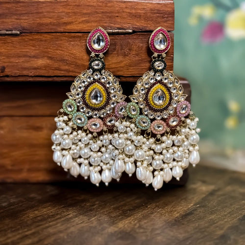 Traditional Kundan Pearl Chandbali Earrings