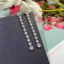 Diamond Linear Drop Earrings