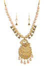 Necklace Set With Beads &  Golden Peacock