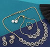 ZENEME Fashion Cubic Zirconia Gold Plated Choker Necklace Set Ring Bracelet With Earring Jewellery For Women Pack Of 4
