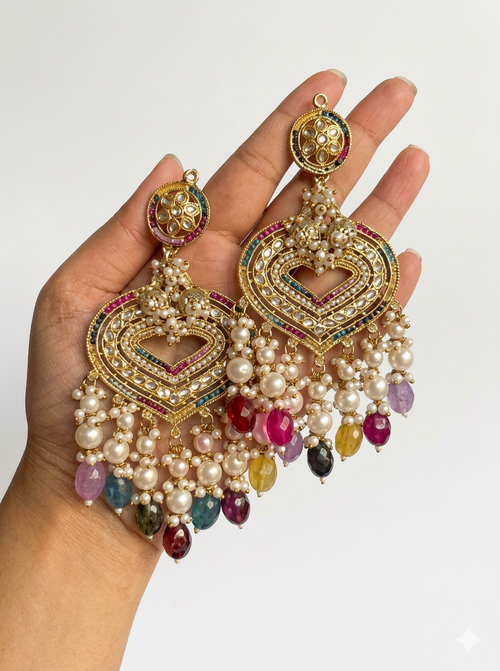 Kundan Chandelier Earrings For Festivals