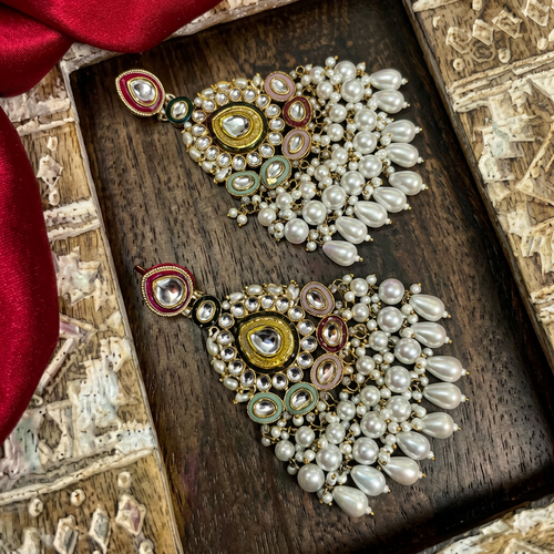 Traditional Kundan Pearl Chandbali Earrings