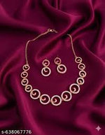 ZENEME Fashion Cubic Zirconia Gold Plated Choker Necklace Set Ring Bracelet With Earring Jewellery For Women Pack Of 4