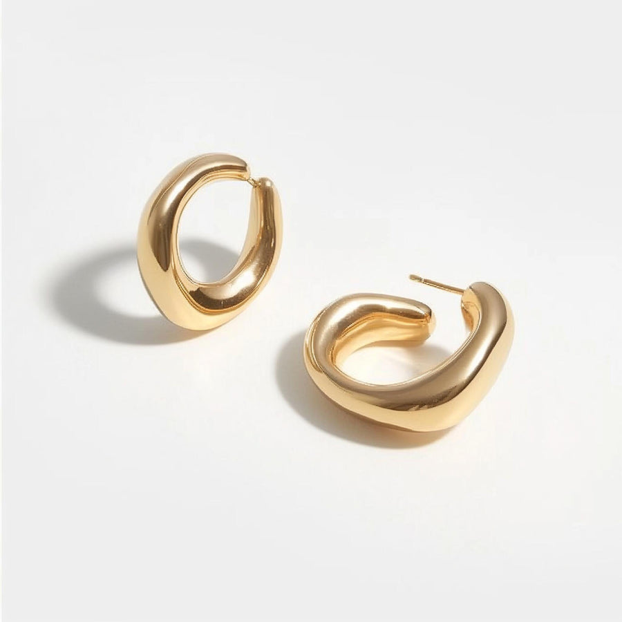 Gold Organic Chunky Hoop Earrings