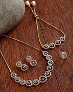 ZENEME Fashion Cubic Zirconia Gold Plated Choker Necklace Set Ring Bracelet With Earring Jewellery For Women Pack Of 4