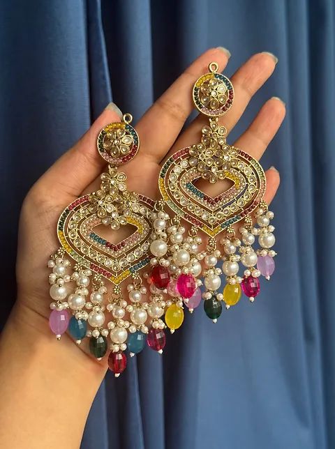 Kundan Chandelier Earrings For Festivals