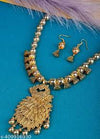 Necklace Set With Beads &  Golden Peacock