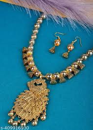 Necklace Set With Beads &  Golden Peacock
