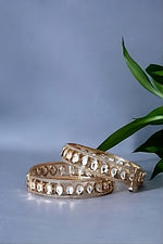 Jewel Addiction Luxury Look Polki Kundan Stone Openable Bangles Set