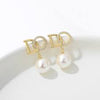 Luxury Pearl Ball Drop Earrings | Gold Letter D Sparkle Studs | Elegant Women's Dangle Earrings | Classy Initial D Crystal Drop Studs for women & girls | Small Droup Earrings
