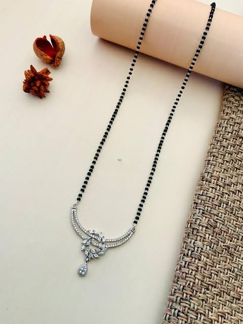 Solitaire Silver Plated American Diamond Mangalsutra